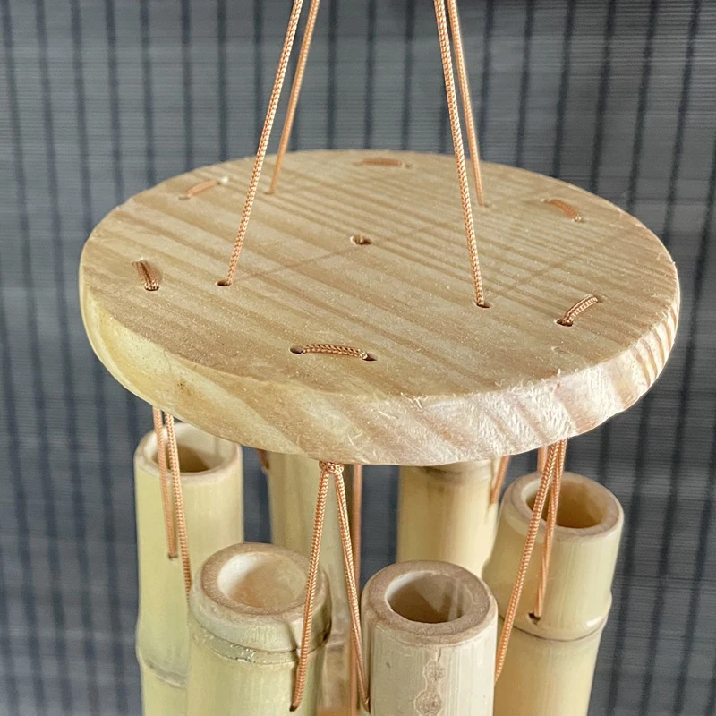 1Pcs Retro Wooden Wind Chime  Hand-carved Tuning Natural Bamboo Wind Chimes Nordic Home Office Pendant Home Decoration Gift