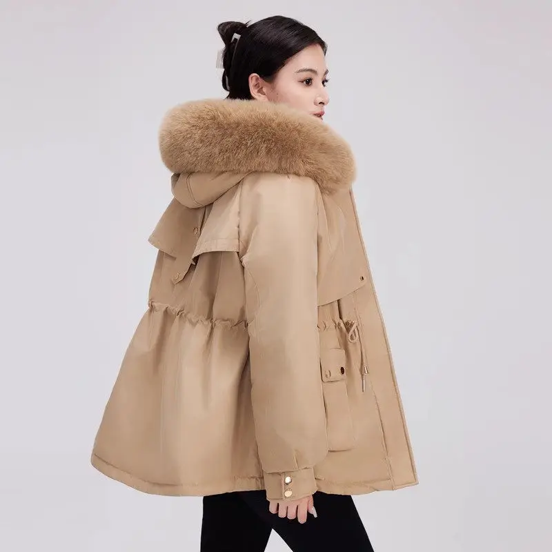 Pregnant Women\'s Winter Clothes Cotton Jacket 2024 Fashionable Velvet Parka Coat Loose Trendy Fur Collar Hooded Overcoat A058