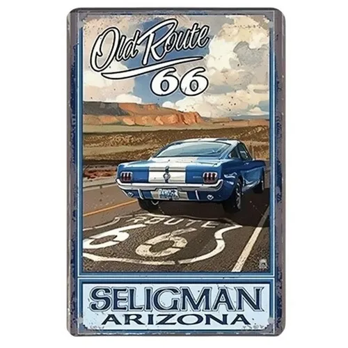 Old Route 66 Blechschild Americana Garage Wanddekoration Seligman Arizona