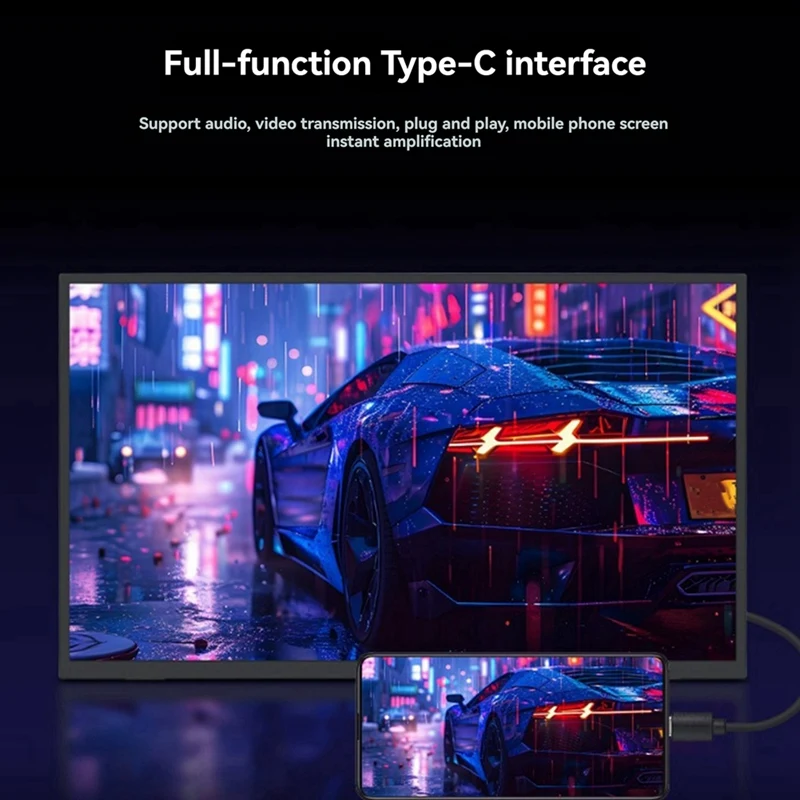 18.5-Inch Touch Screen LCD Portable Type-C/Minihdmi-Compatible Interface IPS Display For Raspberry Pi 5, Mobile Phone EU Plug