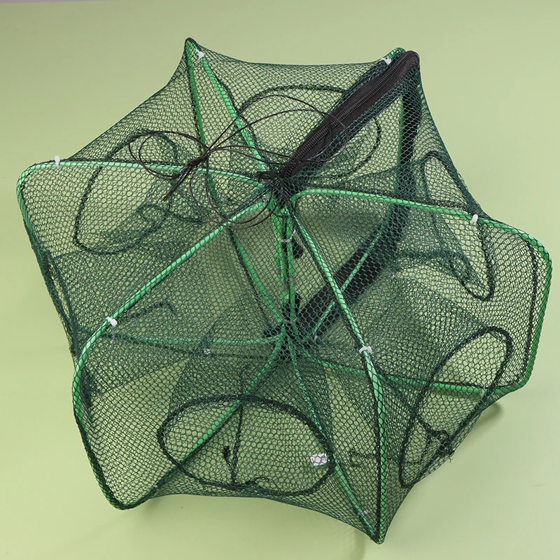 Fishing Net Folded Hexagon 6 Hole Fishing Net Casting Nets Crayfish Shrimp Catcher Tank Trap Cage Polygonal Fishing Mesh Tool