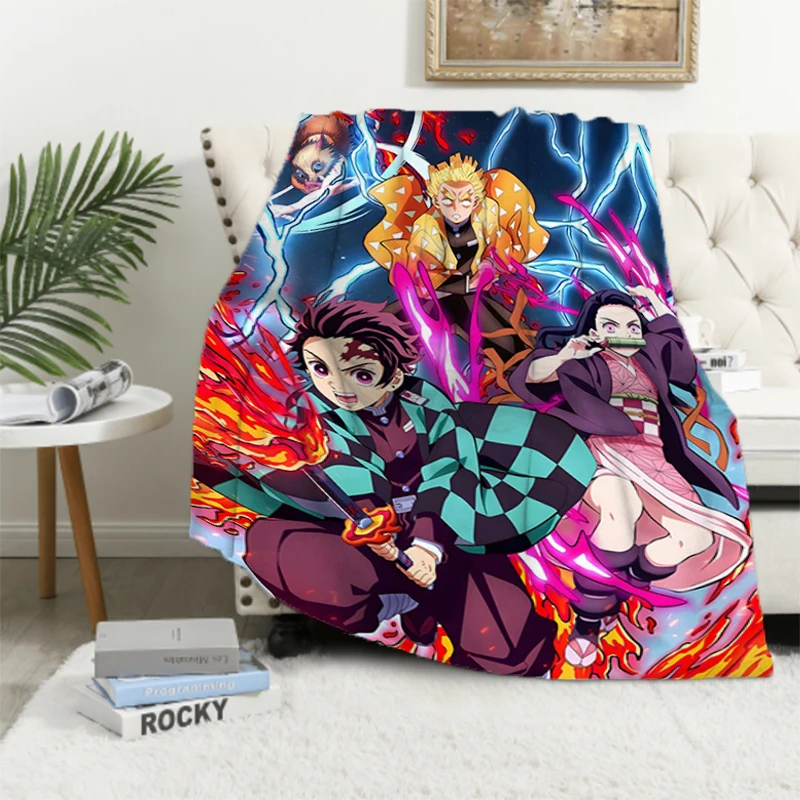 

Demon Slayer Throw Blankets Comic Cartoon Sofa Cover Leisure Blankets Office Napping