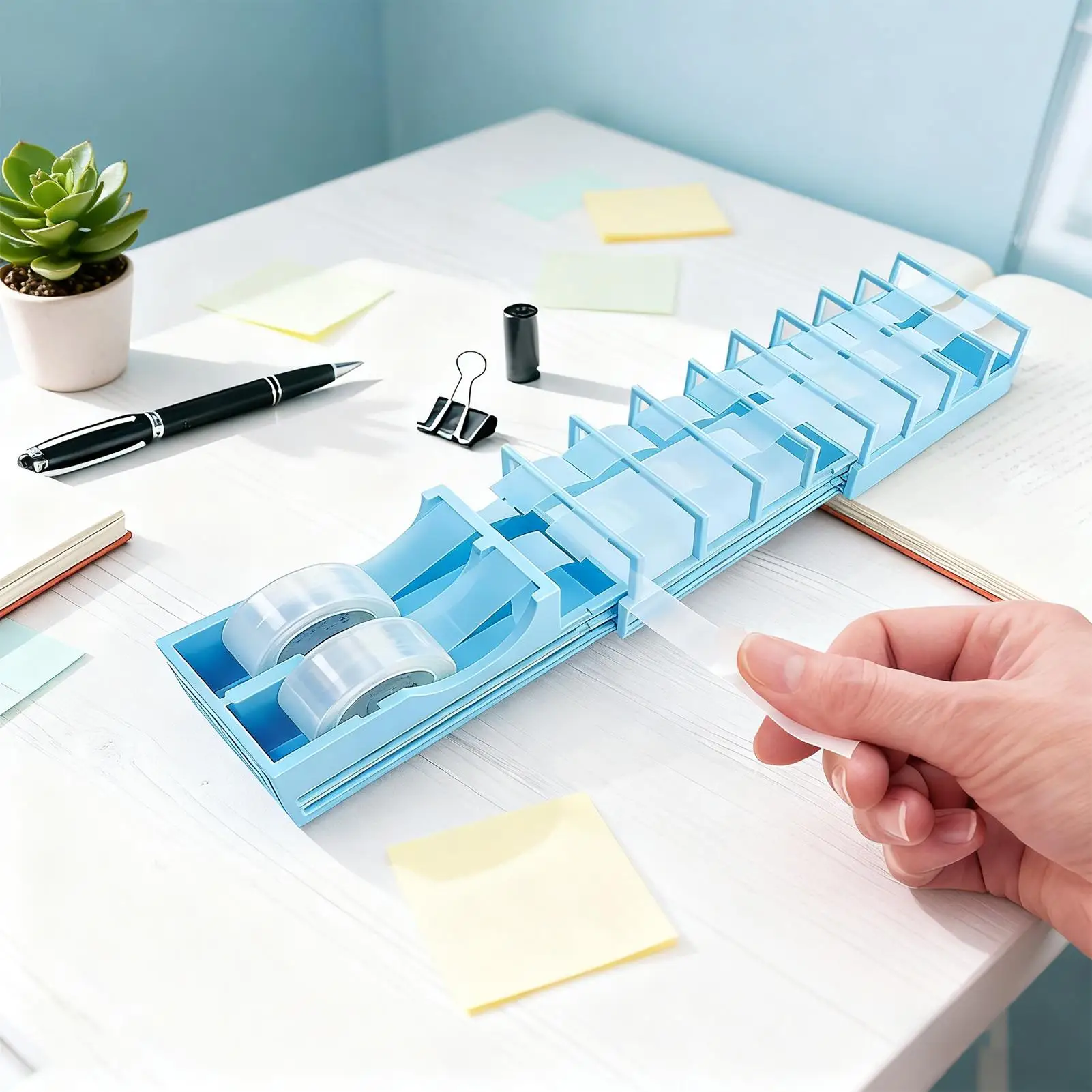 

Extendable Tape Dispenser & Cutter - Portable Desktop Tool for Quick Wrapping, Mending, Labeling, Organizer for Home, Office Use