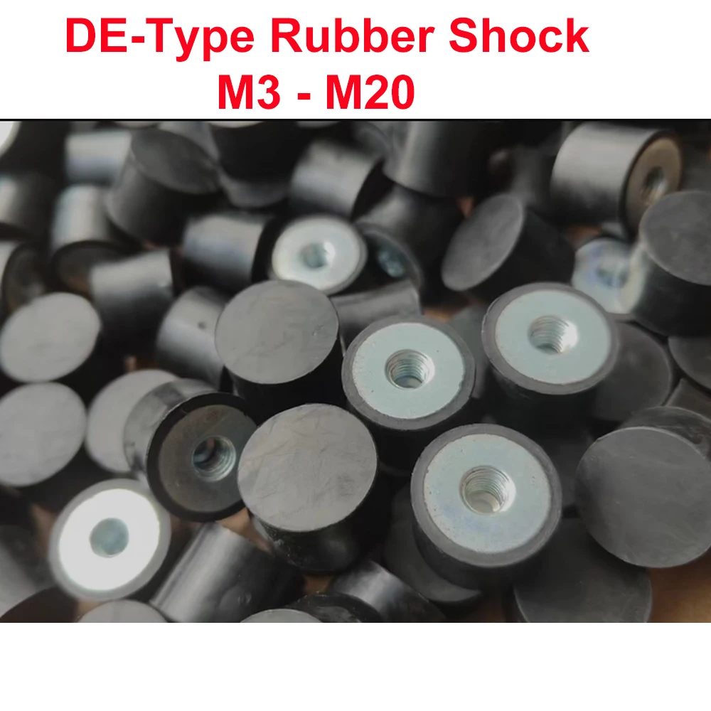 1-10Pcs M3 M4 M5 M6 M8 M10 M12 M16 M20 DE-Type Rubber Shock Absorber Single Thread Female-End Isolation Mount Damper Dia 8-150mm