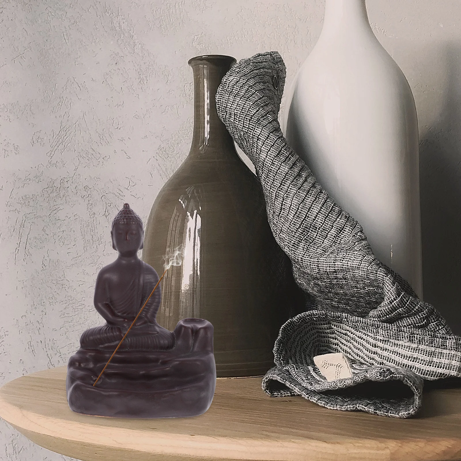 

1Pcs Elegant Simulation Buddha Incense Burner Waterfall Smoke Effect Aroma Green Home Decor Zen Decor