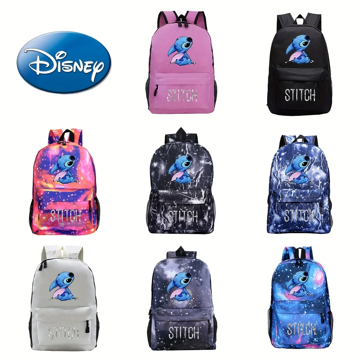 MINISO Disney Stitch Themed Backpack Durable Lightweight Daypack School Travel Cartoon Inspired Design with Secure Zip Closure