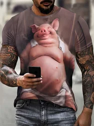 Funny Animal Pig Pattern Men's T-Shirts Short Sleeve 3D Animal Printed Street Hip Hop T Shirt 6XL Plus Size Casual Tops