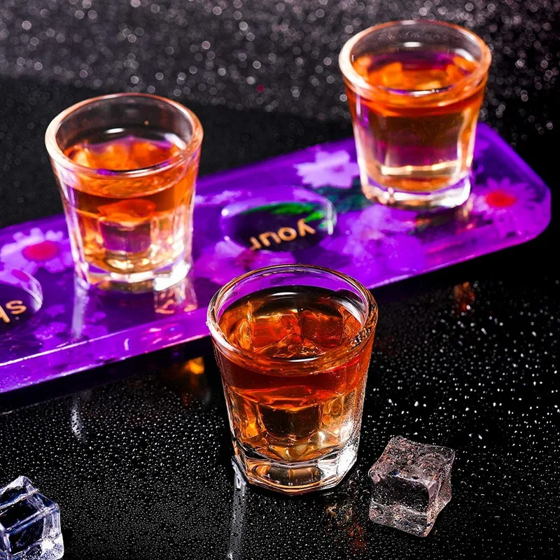 2 Pcs Shot Glass Serving Tray Mold With Wine Rack Resin Molds Set, 4 Holes Beerboard Molds And Glasses Holder Epoxy Mold