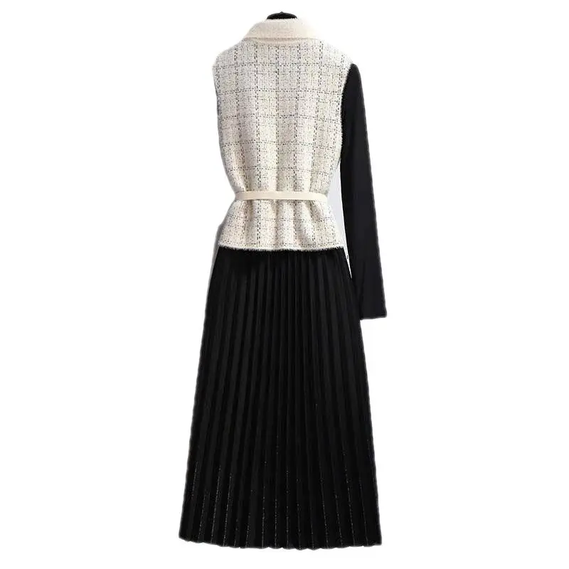 Autumn and Winter New Lapel Mink Vest Women\'s Wear Waist Sweater Vest Versatile Knitted Top