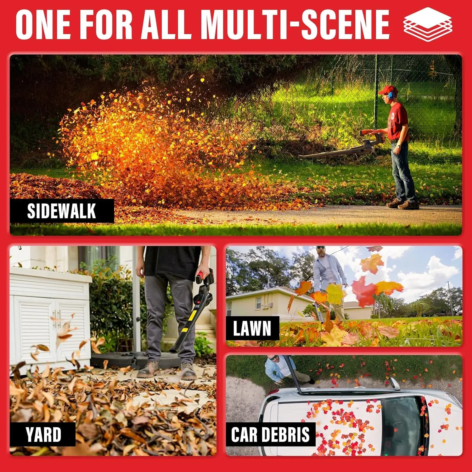 منفاخ أوراق شجر لاسلكي 20 فولت، منفاخ كهربائي خفيف الوزن للعناية بالعشب، أوراق الشجر، تنظيف الفناء مع البطارية والشاحن