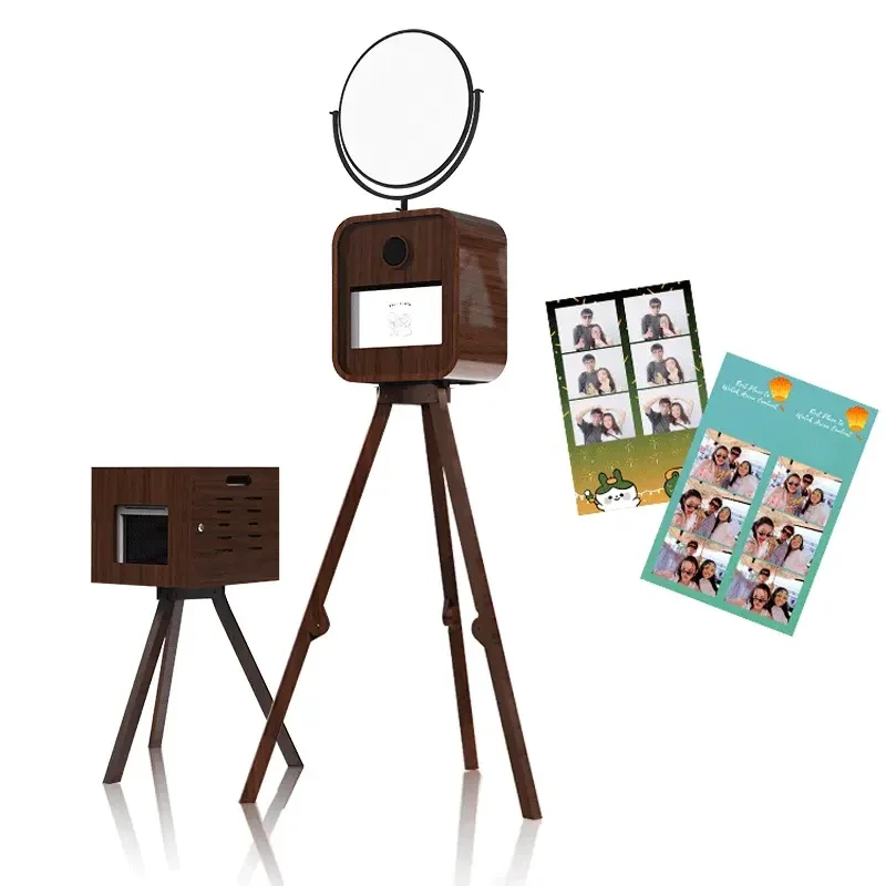 Photo Booth,Wooden 15.6in Touch Capacitive Screen PhotoBooth Tripod Wooden dslr for Weddings Photographi Booth