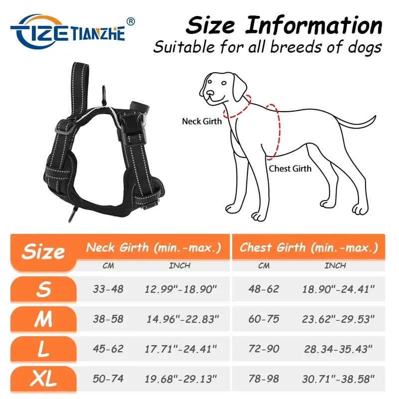 for TIZE Light LED Dog Harness No Pull Reflective Breathable Heavy Duty Large Training Tactical Service Custom Pet Dog - view 3