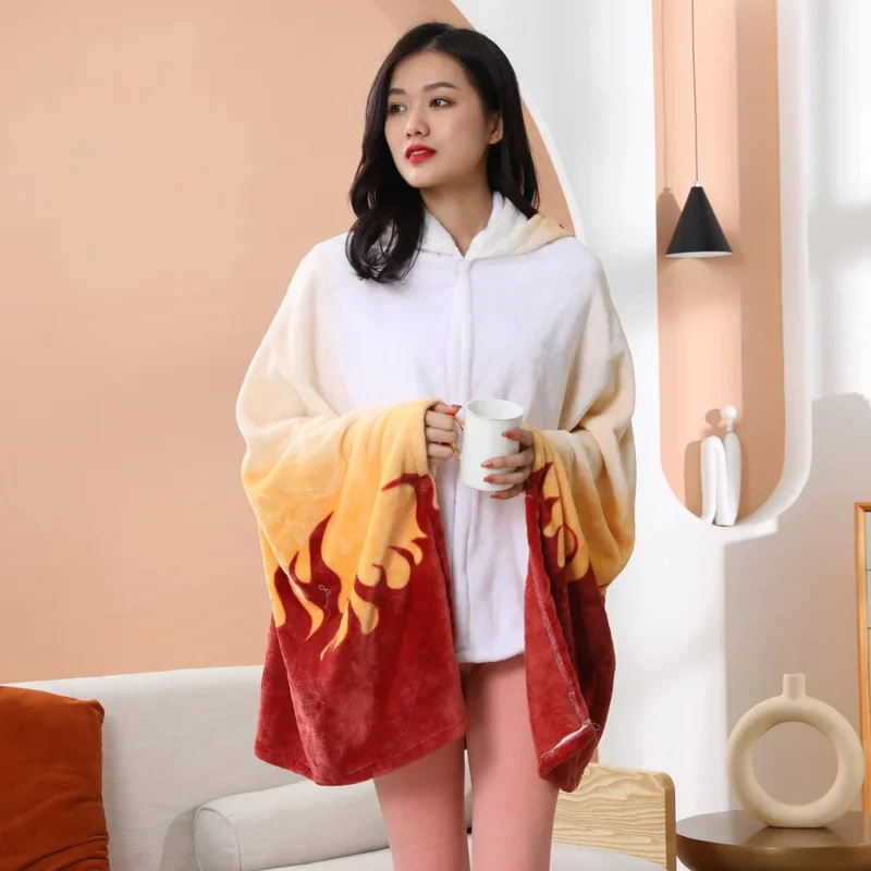 

Rengoku Kyoujurou Cosplay CloakHooded Anime Demon Slayer Kamado Nezuko Blanket Cape Christmas Gift Tomioka Giyuu Flannel Blanket