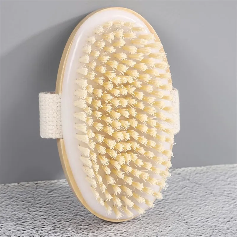 1 pz esfoliante in legno massaggio corpo spazzola per doccia setole naturali spazzola da bagno morbida SPA donna uomo cura della pelle spazzola per il corpo asciutto e bagnato
