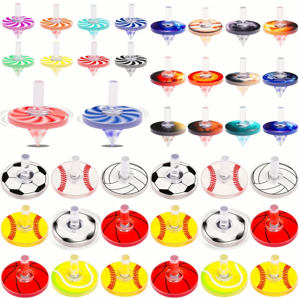 12/24Pcs Fun Acrylic Planet Football Windmill Spinning Top for Birthday Party Baby Shower Celebration Carnival Gift School Prize