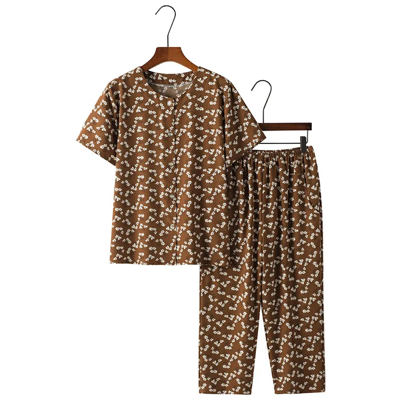 Ensemble de pyjamas floraux d\'été pour femmes, vêtements de nuit élégants, vêtements de nuit en coton Pijama Mujer, grande taille, vêtements pour la