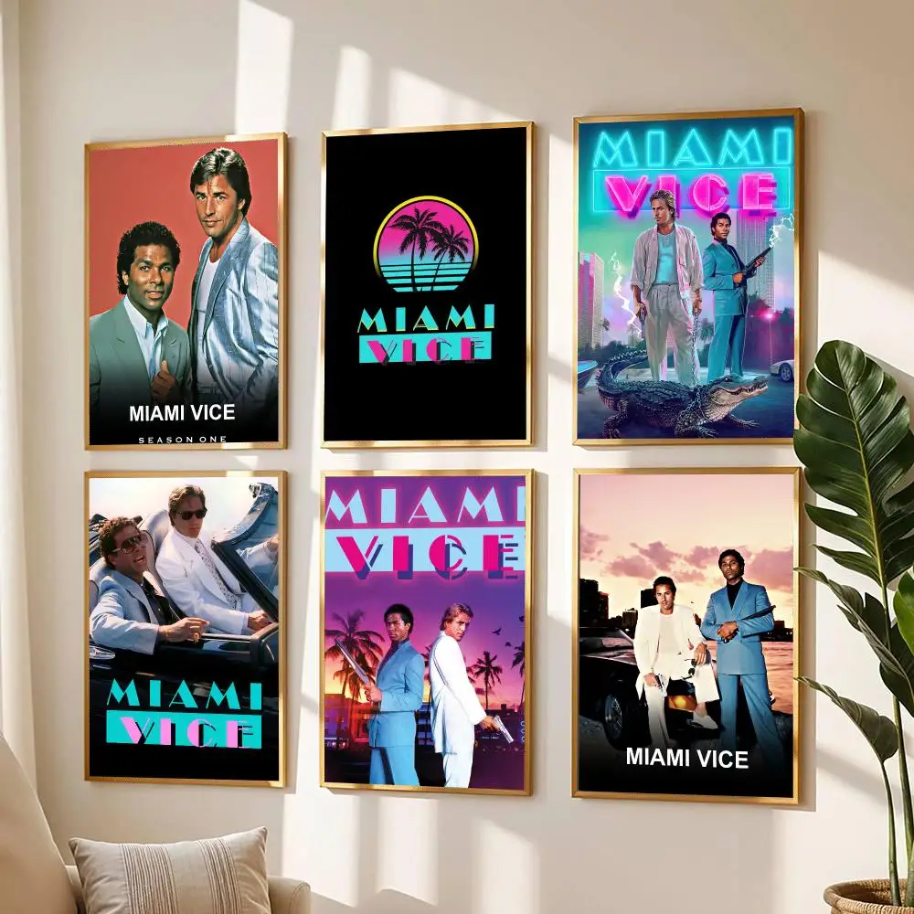 tv series M-Miami Vice-E Poster Modern Wall Decal for Living Room Cafe Office Bar and Bedroom