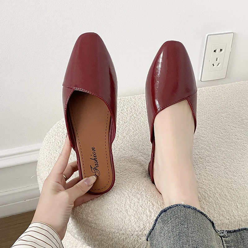 Women's Summer Crystal Sandals Thick Heel Anti-slip Slip-On Pumps PVC Material Comfortable Lazy Shoes for Daily Wear