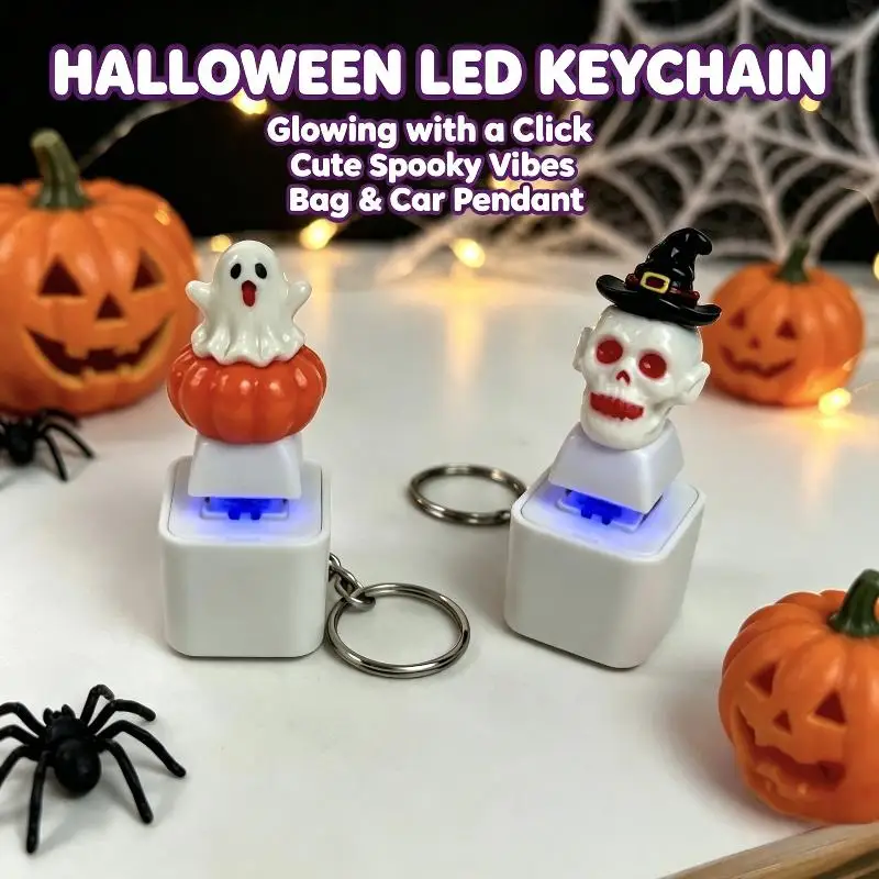 Halloween Süße Hexen-Puppe Schlüsselanhänger Leuchtender LED-Anhänger Tragbarer Taschenanhänger für Themenparty-Geschenk Handtaschen-Accessoire – Detail 2