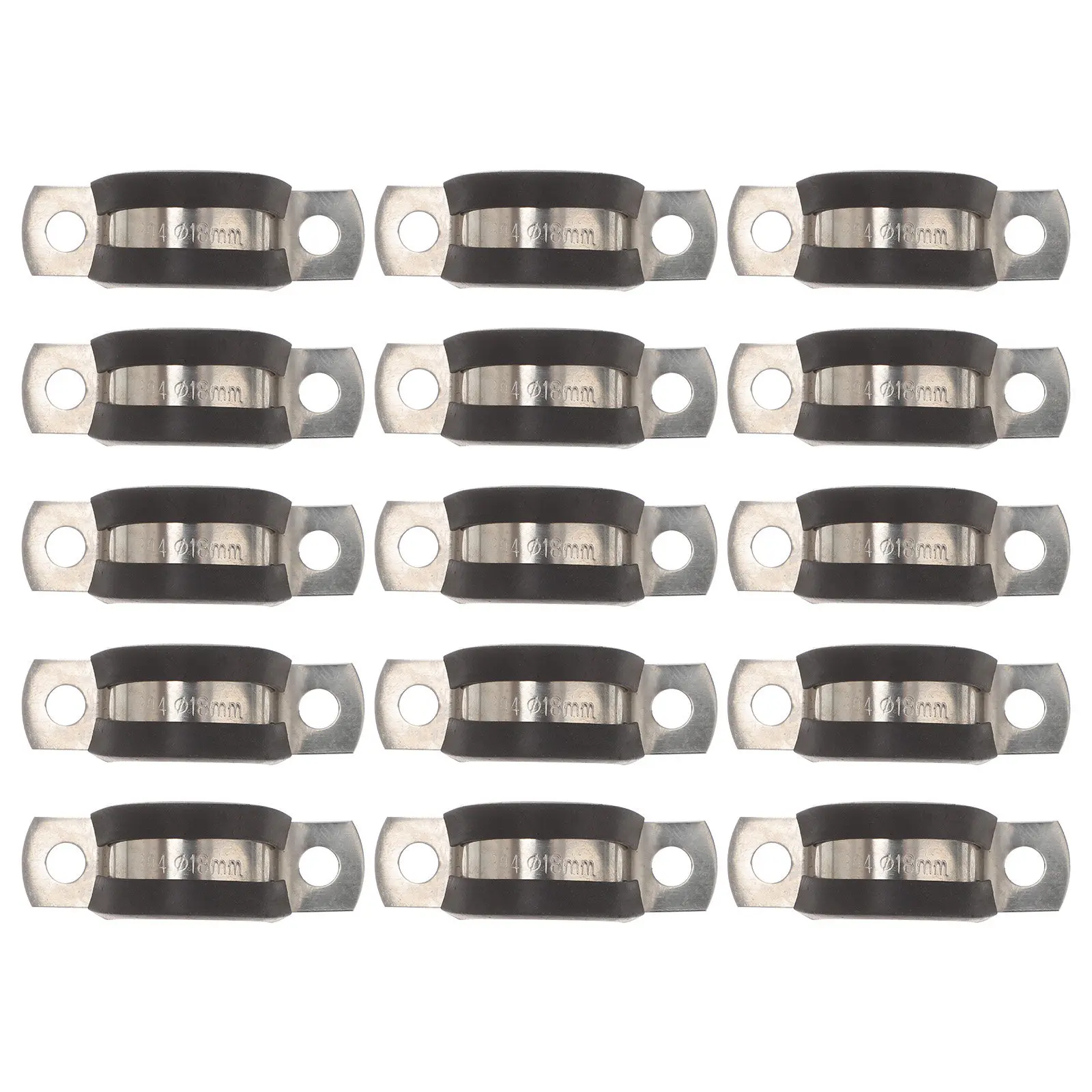 15Pcs Stainless Steel U-Shaped Cable Clamps with Rubber Cushion for Wire Organization Tube Hose Gas Pipe Fixing Heavy Duty Clamp