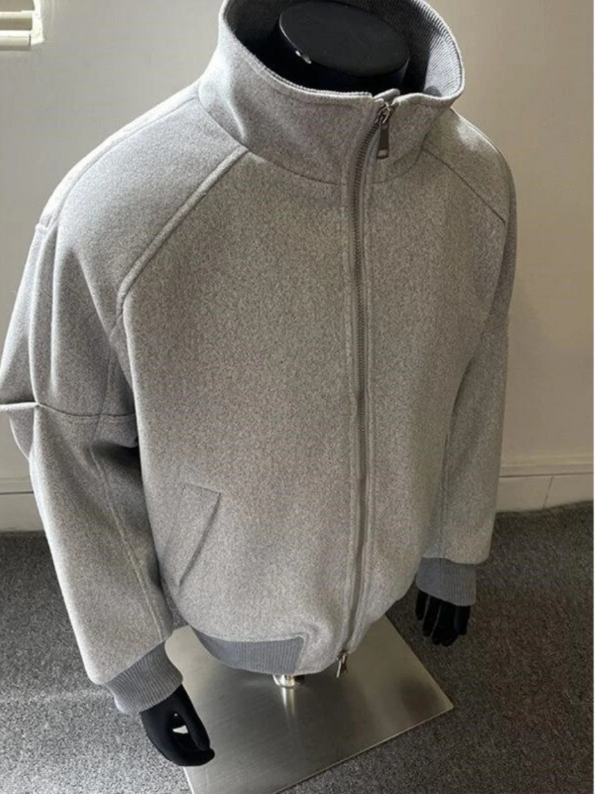 

ey ort Woolen Jaet Men's Casual Cotton Coat Korean Sle Stand Collar Autumn Winter Faion Brand High-End Feeling Jaet