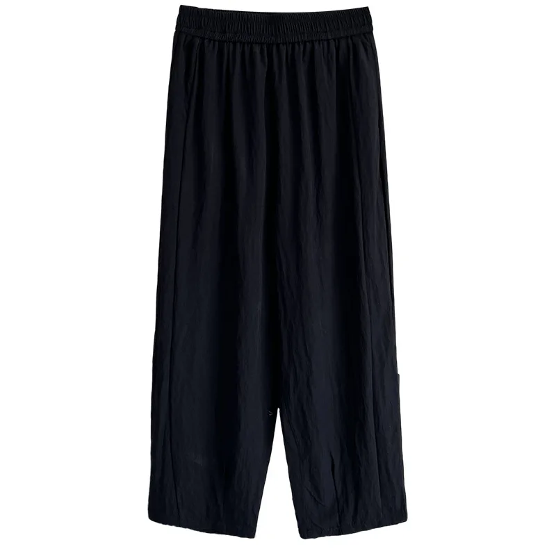 

Летние тонкие шаровары, 100 кг, большие размеры, женские простые и повседневные брюки с эластичной резинкой на талии и щиколотке, 2509