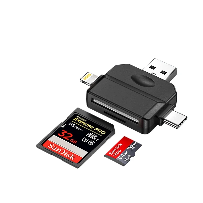 3‑in‑1 USB‑A Type‑C Card Reader Portable SD TF Memory Card Adapter High‑Speed Data Transfer for Phone PC Laptop