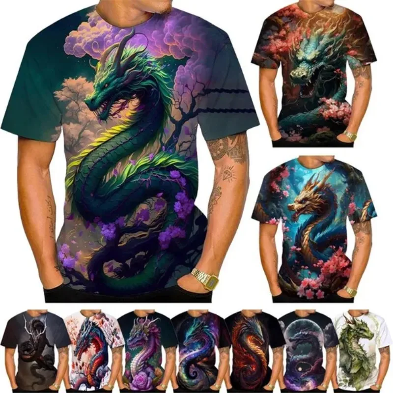 

Dragon 3D Printing T-shirt Sakura Serpent Round Neck Short-sleeved Anime Shenron Cosplay Men's Clothing Quality T-shirt for Men