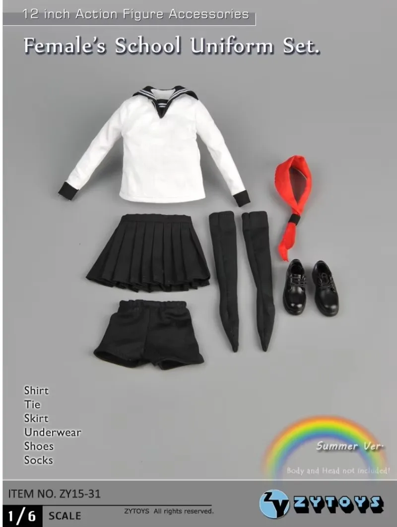 1/6 Schaal Vrouwelijke Soldaat Matrozenpakje JK Student Uniform Rok Kousen Stropdas voor 12 inch Action Figure PH Boby Pop Model accessoire