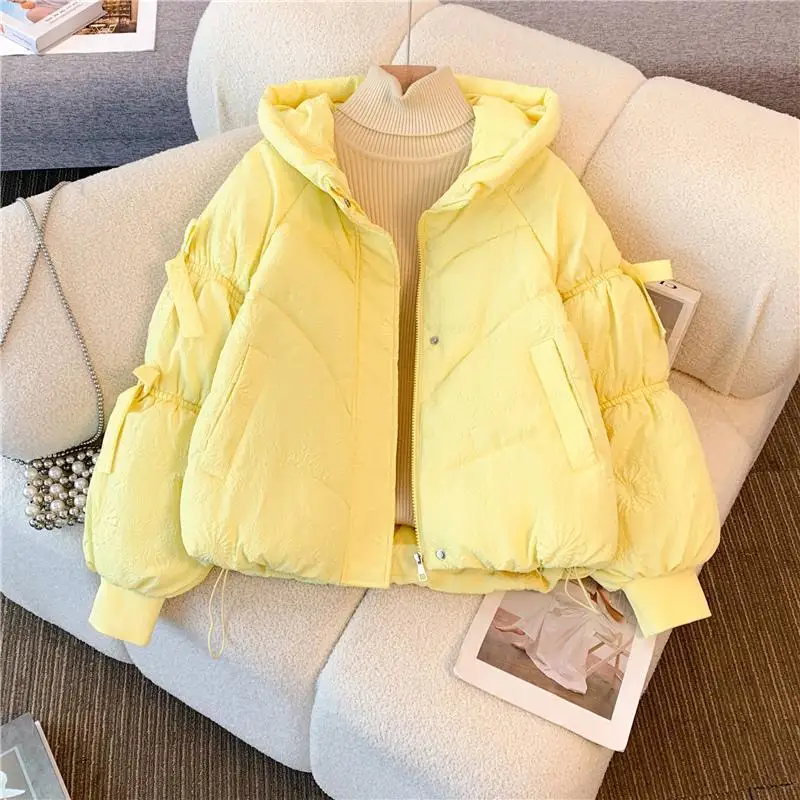 Women's Autumn Winter Outerwear Tops Cotton Jacket Hooded Short Outer Matching Design Luxury Brand Simple Fashion Comfortable