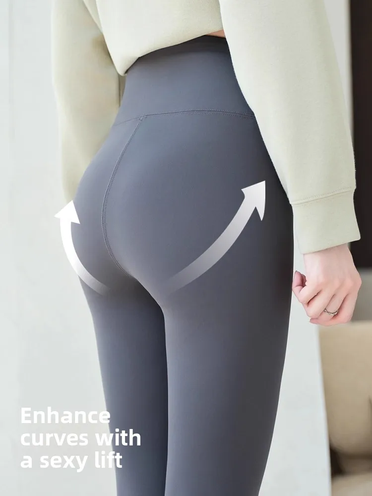High Waist Thiened Fce Yoga Pants Women's Winter Warm arkskin Pants Spor Slimming a Long Leggings