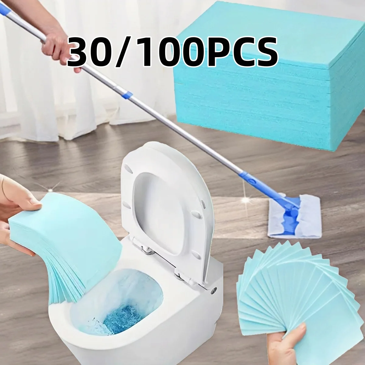 Limpiador de pisos concentrado de 100 piezas, potentes hojas de limpieza de pisos para el hogar, para azulejos, madera, baño y superficies de automóviles