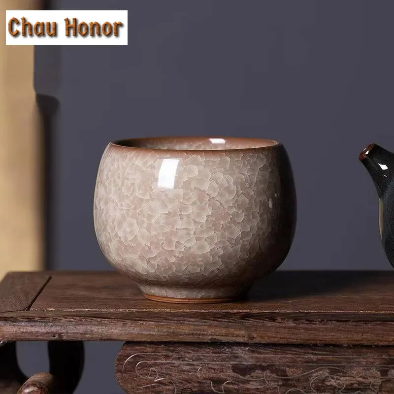 

100ML Longquan Celadon Teacup Handmade Ice Cracking Ceramic Master Cup Luxury Sample Tea Cup Tea Bowl Tea Items Craft Gift Box