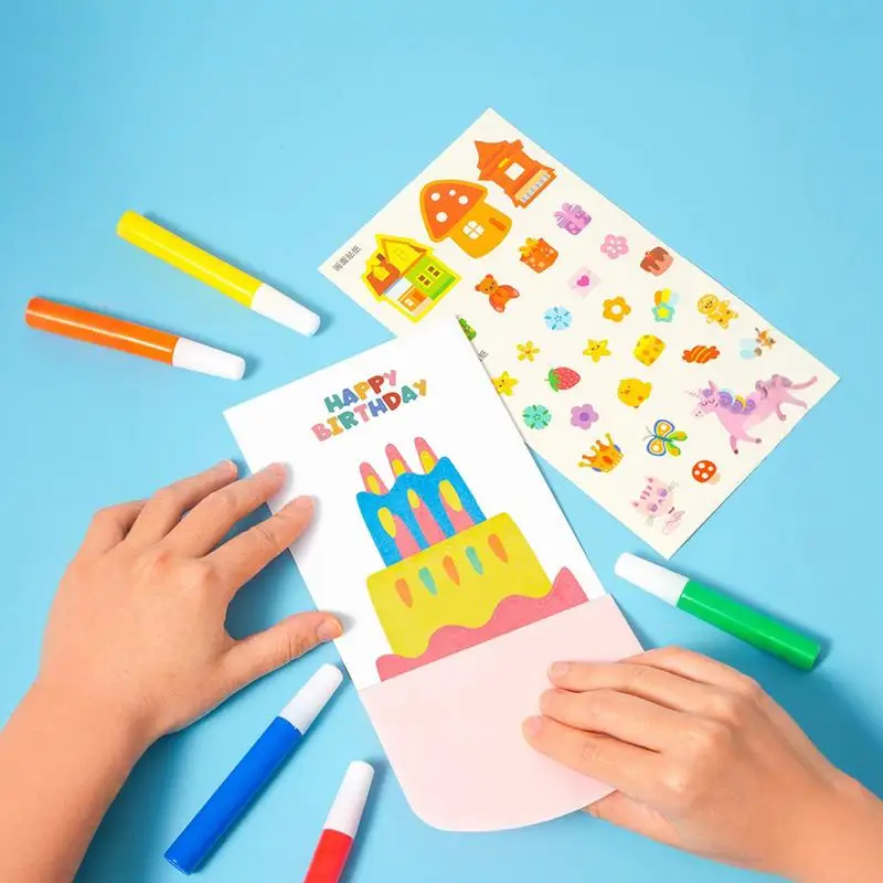 Pintura de rayar para niños, juego de papel de pintura de Color de puntos, juego de Arte de papel de pintura de rayada, tarjetas postales de pintura de escurridor para niños de edad