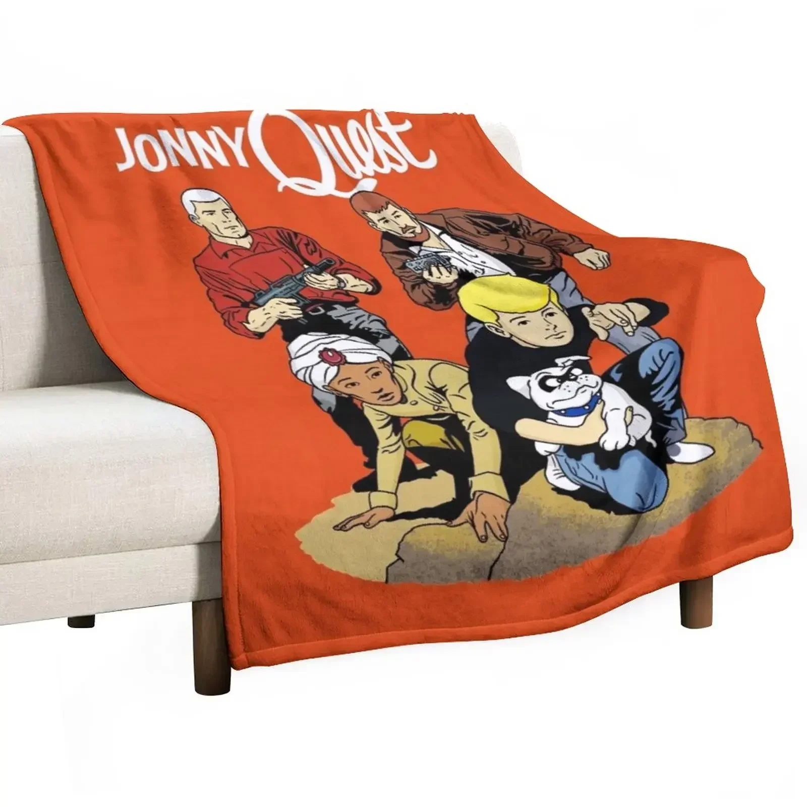 Manta de homenaje de Jonny Quest de los años 60 con personajes principales para sofá, ropa de cama Beautifuls, mantas y mantas
