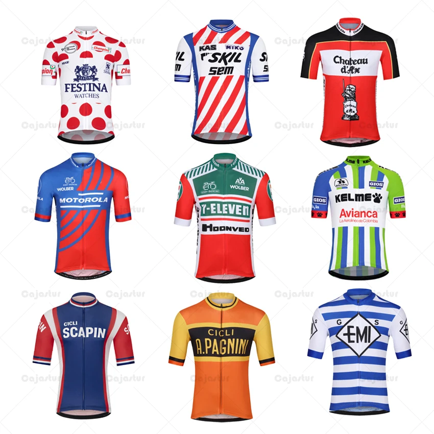 Camiseta de ciclismo de equipo Retro para hombre, camisetas de ciclismo de manga corta, Maillot transpirable para montar en bicicleta, ropa