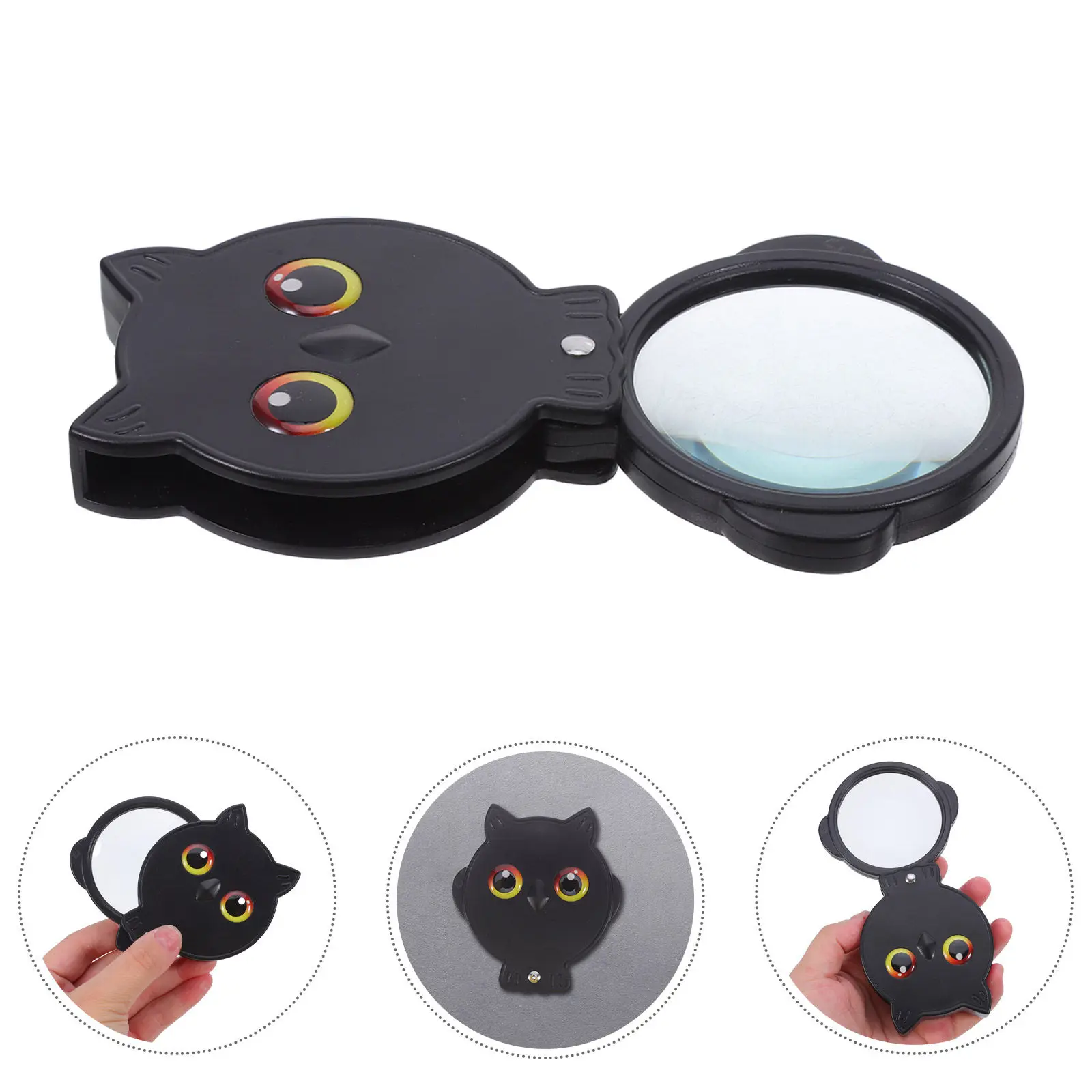 8X Folding Pocket Magnifier Owl Cartoon Design Portable Handheld Loupe for Exploration Classroom Learning Coin Stamp