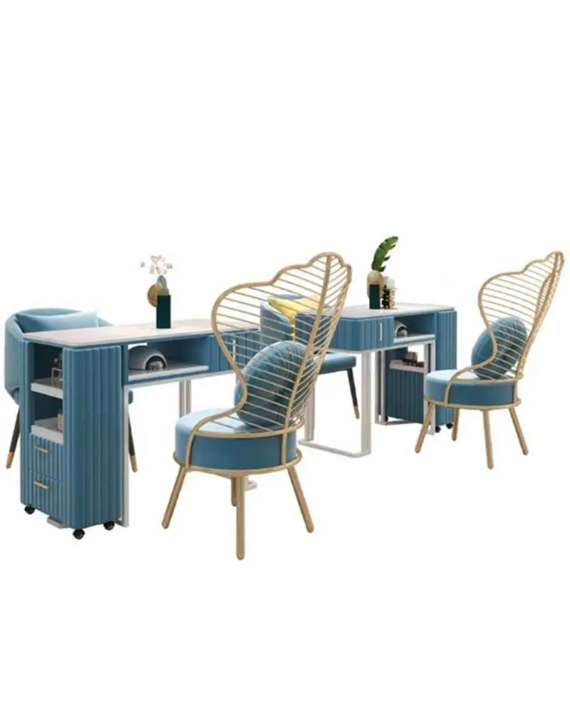 &c High-end Quality Single and Double Simple Modern Marble Nail Table and Chair Set