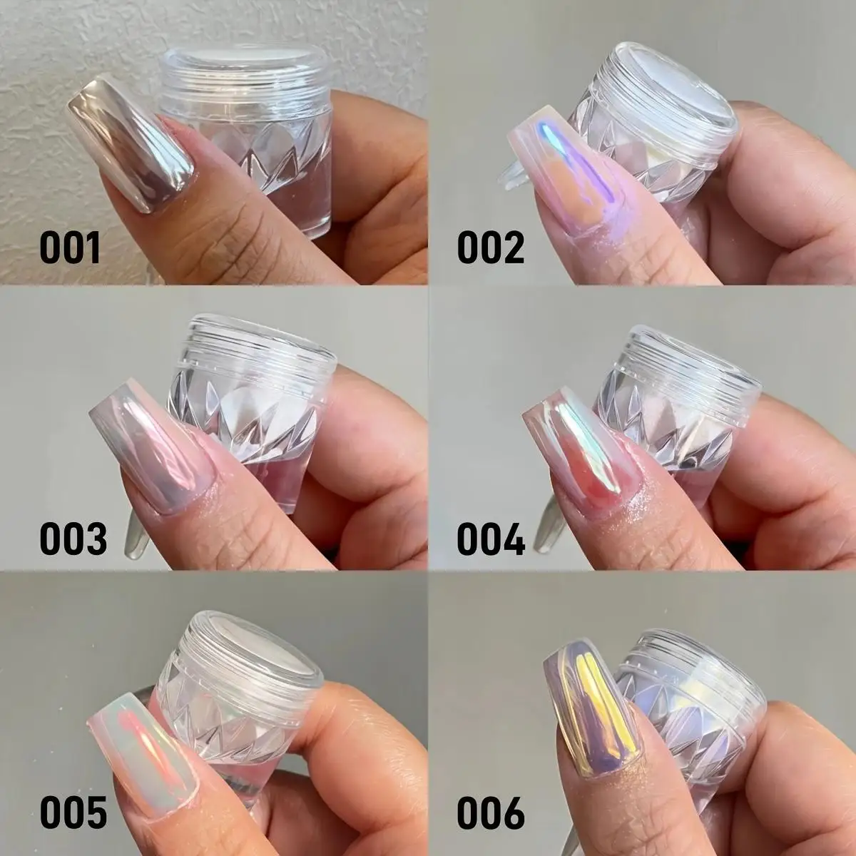 1pc Chrome Nagelpoeder Ijs Transparant Aurora Hoogglans Parel Regenboog Kleur Poeder Metaal Pigment Nail Art Creatie
