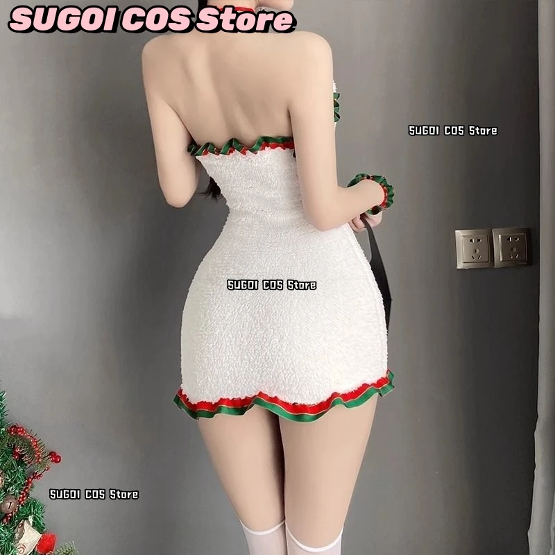 เซ็กซี่แม่บ้านCosplayเครื่องแต่งกาย2025คริสต์มาสน่ารักหมีสีขาวสาวฮาโลวีนParty Roleplayสวมใส่KAWAIIผ้าผู้หญิงชุด
