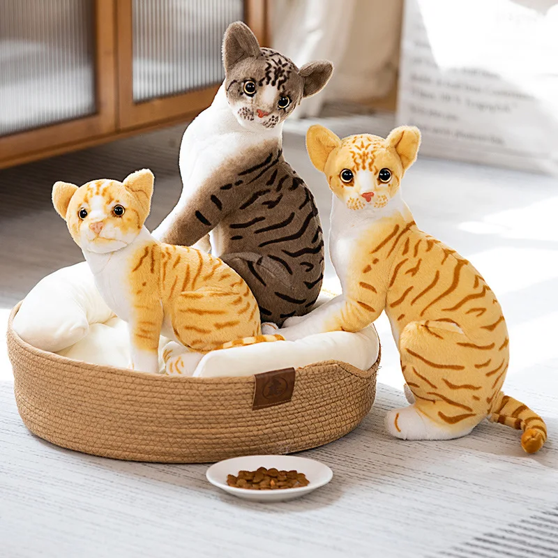 Kawaii Simulation Sitting Flower Cat Plush Toys Soft Lifelike Animal Children Loves Present Home Sofa Decor Surprised Gift Girls