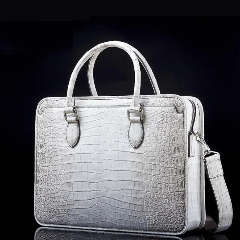 ourui New crocodile leather men briefcase for man Himalayan white men crocodile bag