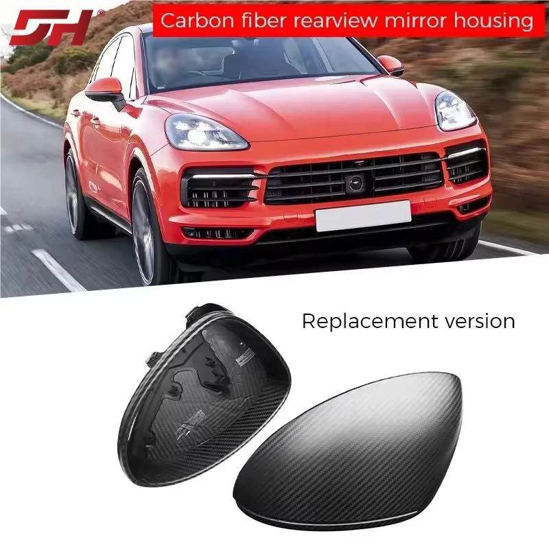 Car dry carbon replacement rearview mirror shell side reverse mirror cover for Porsche Cayenne 2018-UP  Right-hand- drive