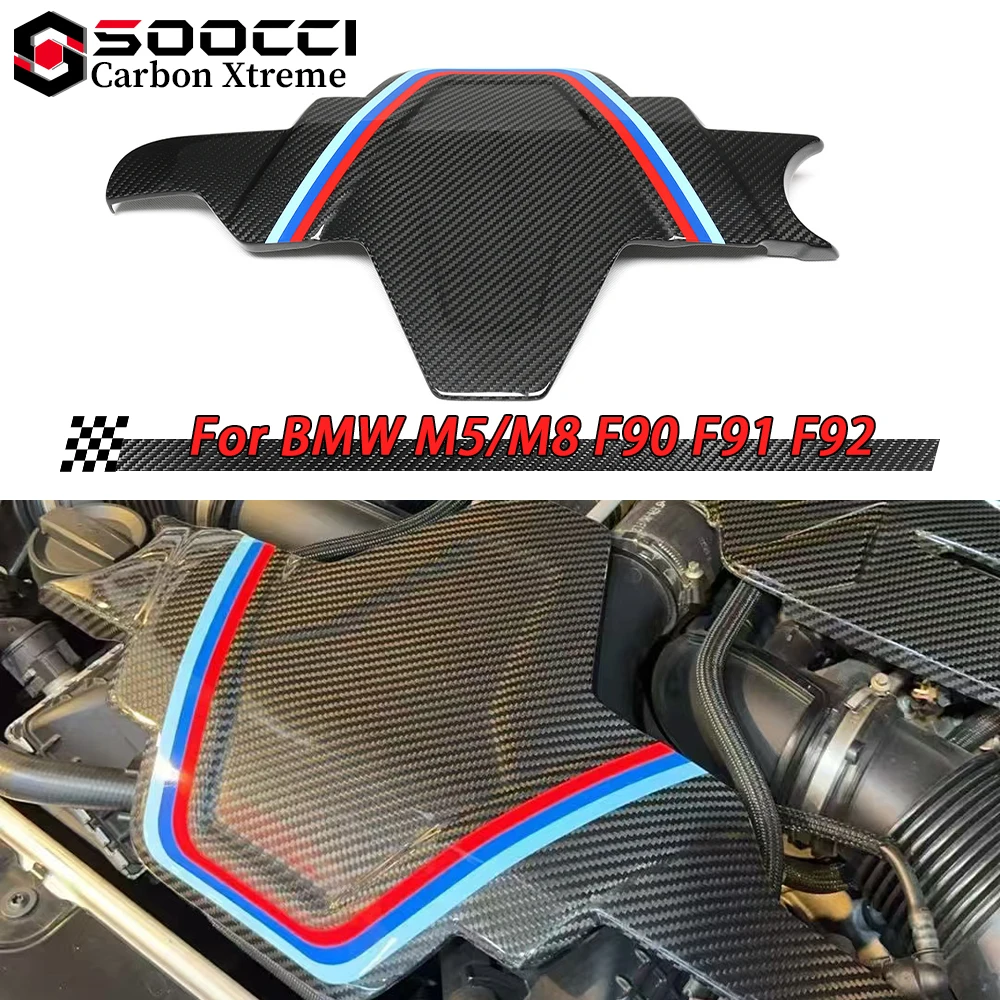 

Dry Carbon Fiber Engine Intake Cover for BMW M5 F90 M8 F91 F92 F93 Bonnets Upgrade Engine Ventilation Cover Hood Auto Parts