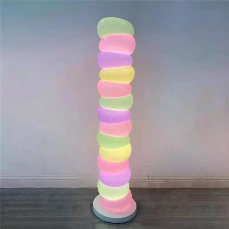 Creative Rainbow Candy Stacked Gourd Floor Lamp Acrylic LED Ambient Light Living Room Bedroom Sofa Home Decor Novelty New