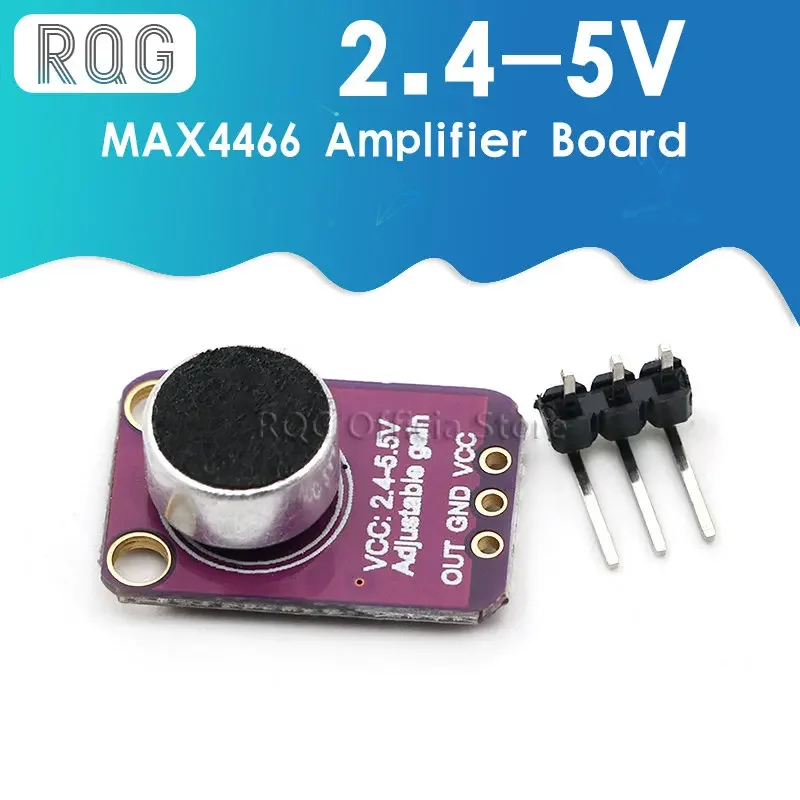 GY-MAX4466 MAX4466 Electret Microphone Amplifier Module Adjustable Gain OUT GND VCC Amplifier Board 2.4-5V DC For Arduino