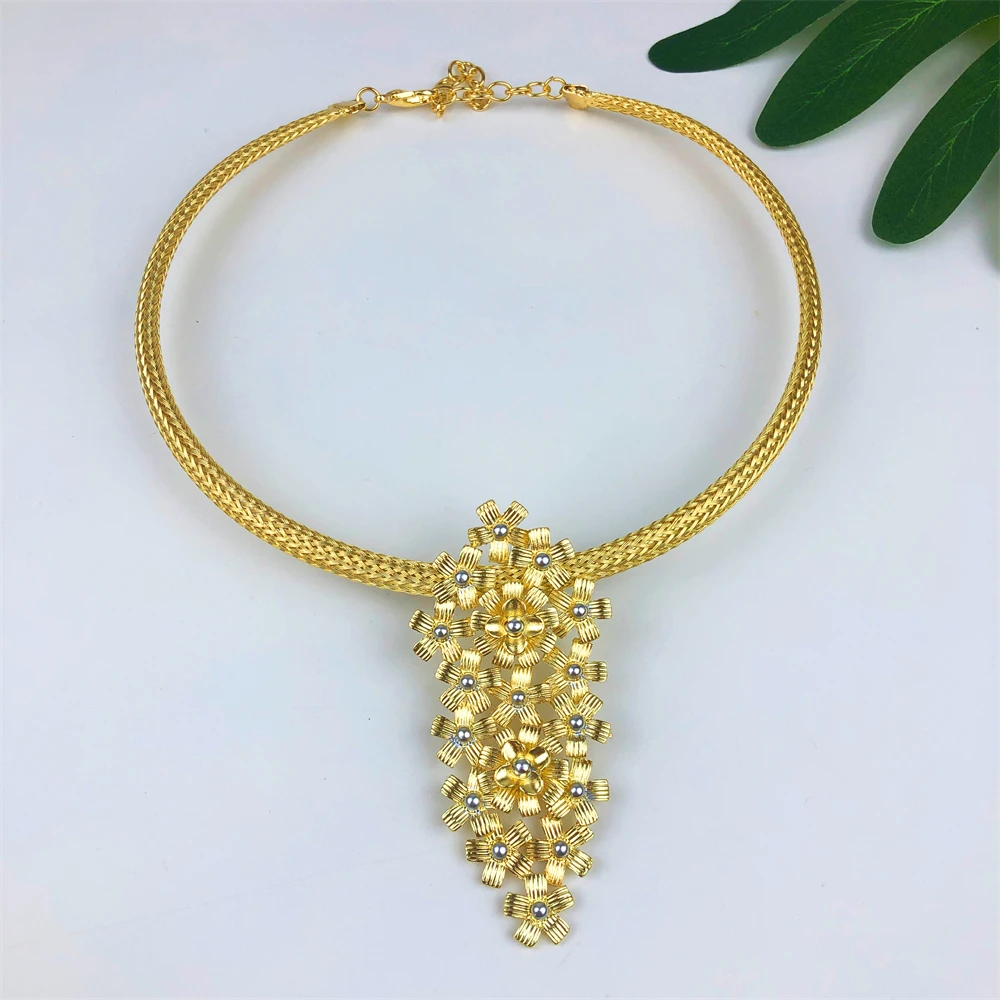 ESALE Women Necklace Earrings Ring Bracelet Jewelry Set Gold Plated Luxury Nigeria Dubai Gold Jewelry Set