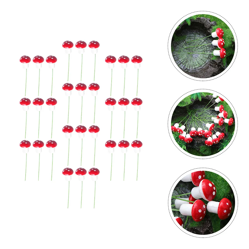 

30 Pcs Mushrooms Micro L Adornment Resin Flower Pot Decor Gardening Props Statue Mini Mushrooms Sculpture