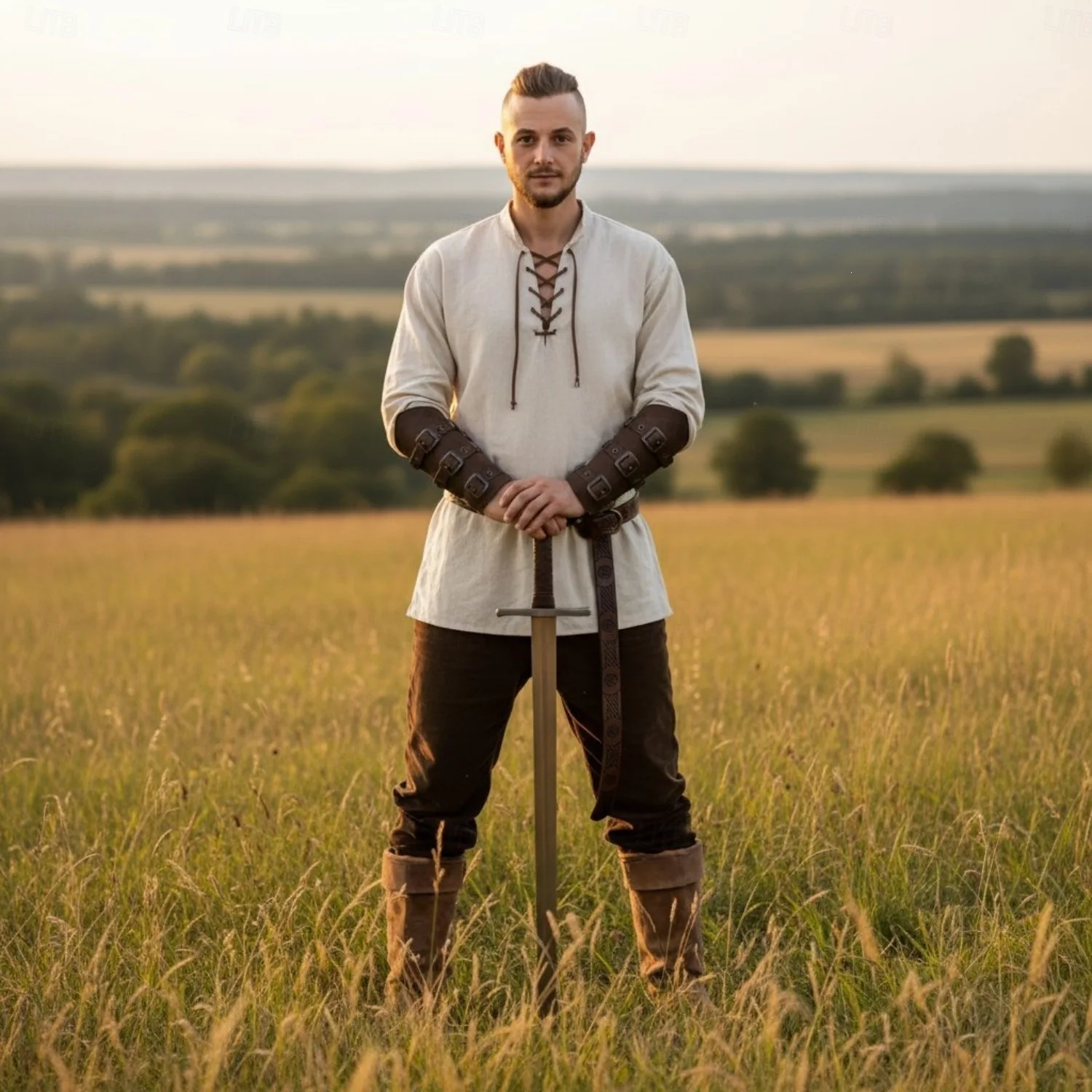 Männer Mittelalterliches Renaissance-Cosplay-Kostümset Halloween Karneval Hemd Hose Outfit Bühnenauftritt Ritter Krieger Faschingskostüm – Detail 8
