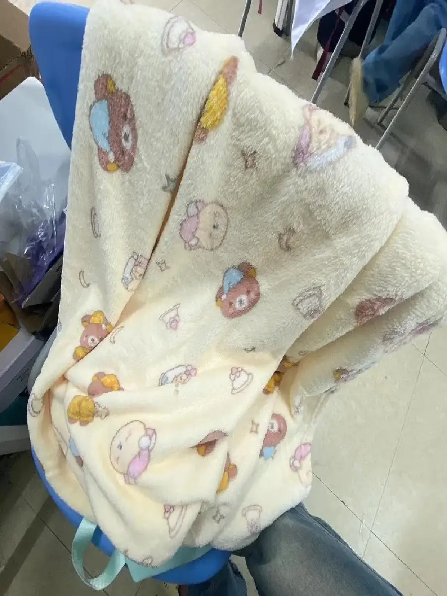 Kawaii Japanese Rilakkuma Plush Throw Blanket Cute Bear Soft Flannel Dormitory Warm Air Conditioning Cover